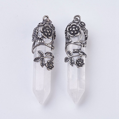 Natural Quartz Crystal Pointed Pendants G-F529-B10-1
