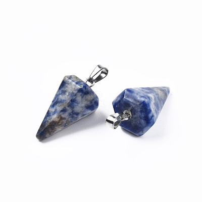Cone/Spike/Pendulum Natural Blue Spot Jasper Pendants G-R278-76-1