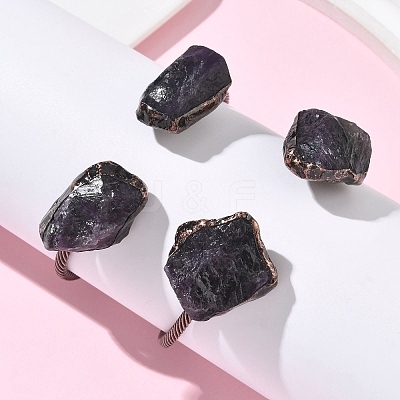Natural Amethyst Beads Cuff Bangles BJEW-Q070-02R-02-1