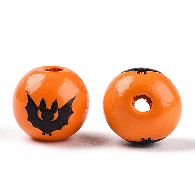 Halloween Theme Wood European Beads WOOD-N016-04I-1