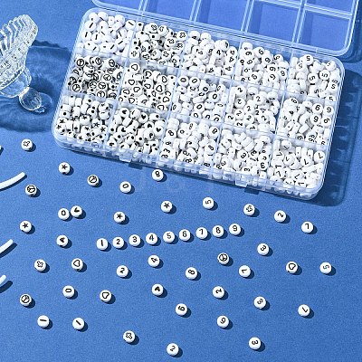 900Pcs 15 Styles White and Black Acrylic Beads SACR-YW0001-67-1