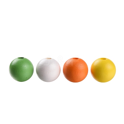 160Pcs 4 Colors Farmhouse Country and Rustic Style Painted Natural Wood Beads WOOD-LS0001-01K-1