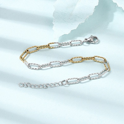 4MM Two Tone 304 Stainless Steel Textured Paperclip Chain Bracelets for Man and Women SA-CBAB767-08GP-1