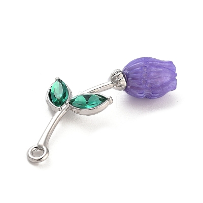 Alloy Resin Flower Pendants PALLOY-U003-06P-01-1
