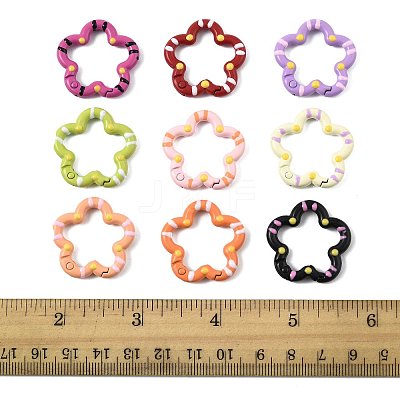 14Pcs Spray Painted Alloy Spring Gate Rings FIND-FS0004-57-1