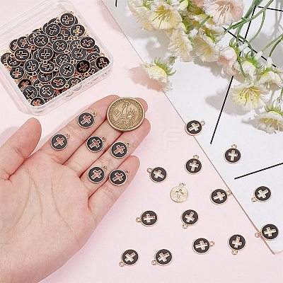 100Pcs Light Gold Plated Alloy Enamel Pendants ENAM-AR0001-75-1