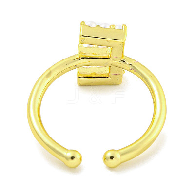 Rack Plating Brass Open Cuff Rings for Women RJEW-F162-01G-E-1
