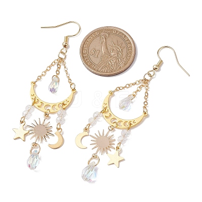 Moon & Star & Sun Alloy Chandelier Earrings EJEW-JE05719-1