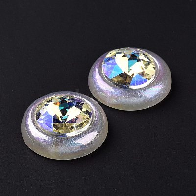 Rainbow Iridescent Plating Acrylic Cabochons OACR-E011-02-1
