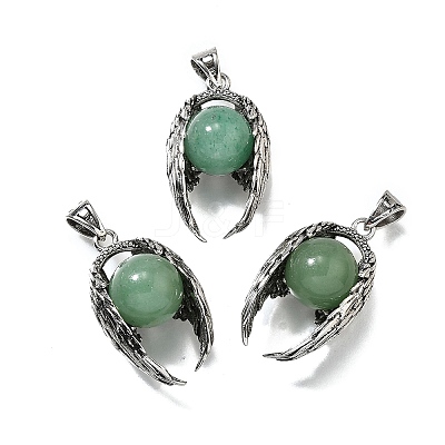 Natural Green Aventurine Round Pendants G-K339-03AS-12-1