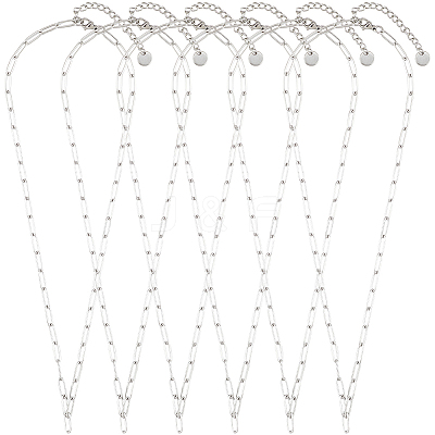 6Pcs 304 Stainless Steel Paperclip Chain Necklaces NJEW-SC0001-57A-P-1
