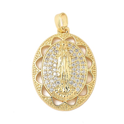 Brass Micro Pave Clear Cubic Zirconia Pendants KK-B139-20G-03-1