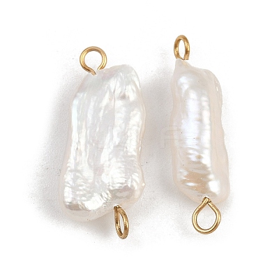 Natural Freshwater Pearl Keshi Pearl Nuggets Connector Charms STAS-D378-09G-1