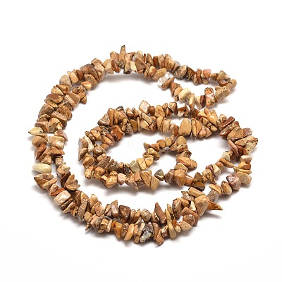 Natural Picture Jasper Chip Bead Strands G-M205-31-1