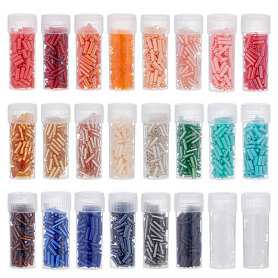 2147Pcs 24 Styles Glass Bugle Beads SEED-ME0001-22-1