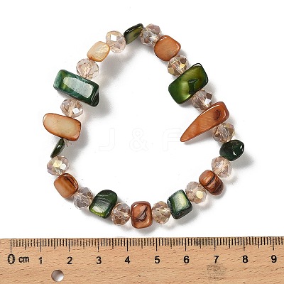 Bohemia Style Shell & Glass Beads Stretch Bracelets for Women BJEW-S178-01B-1