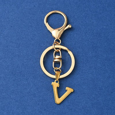 304 Stainless Steel Initial Letter Charm Keychains KEYC-YW00005-22-1