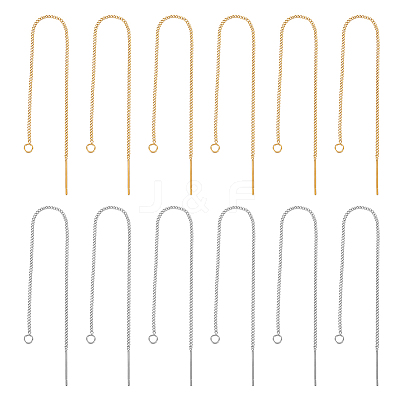 12 Pairs 2 Colors 304 Stainless Steel Stud Earring Finding STAS-UN0049-43-1
