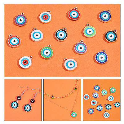 84Pcs 14 Colors CCB Plastic Enamel Pendants CCB-PH0001-24-1