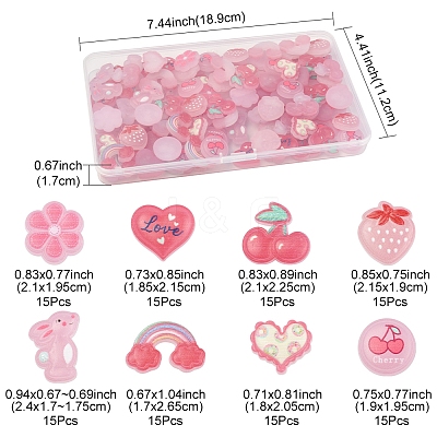 120Pcs 8 Style Plastic Enamel Cabochons KY-FS0001-38-1
