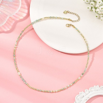Natural Mixed Gemstone Faceted Round & Round Electroplate Synthetic Non-magnetic Hematite & Natural Pearl Beaded Necklaces NJEW-JN06549-1