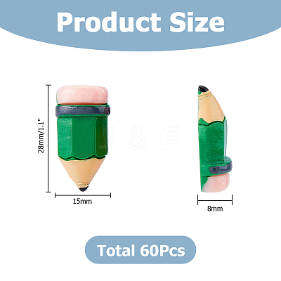 60Pcs Pencil Opaque Resin Cabochons CRES-HS0001-03-1