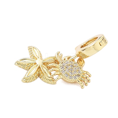 Brass Micro Pave Clear Cubic Zirconia Pendants KK-A263-01B-G-1