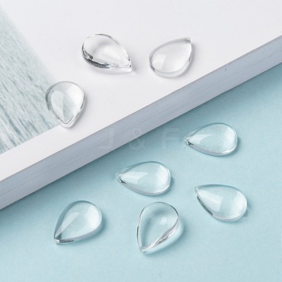Transparent Teardrop Glass Cabochons GGLA-R024-14x10-1