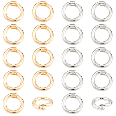 20Pcs 2 Colors Brass Locking Jump Rings KK-BBC0023-07C-1