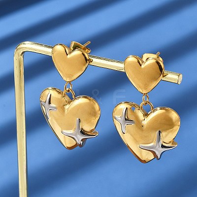 304 Stainless Steel Dangle Stud Earrings EJEW-V016-12G-1