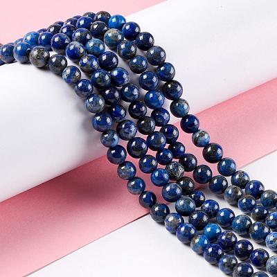 Natural Lapis Lazuli Round Bead Strands G-E262-01-6mm-1