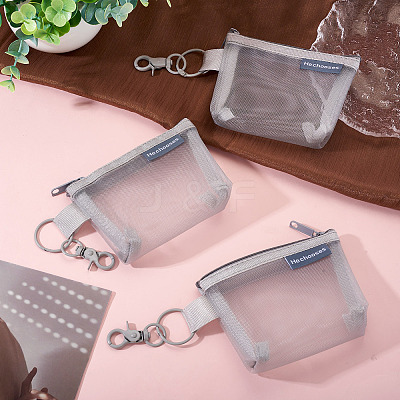 3Pcs Rectangle Nylon Mesh Zipper Wallets Pendant Decorations HJEW-TAC0106-1