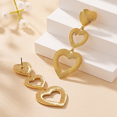 Heart Zinc Alloy Dangle Stud Earrings FS-WG20C8F-01-1