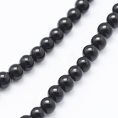 Natural Black Onyx Beads Strands G-E469-08-3mm-1