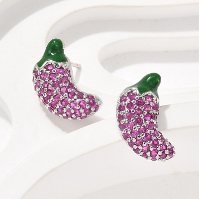 Brass Micro Pave Cubic Zirconia Stud Earrings EJEW-Q015-13P-02-1