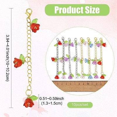 10Pcs 5 Colors Flower Acrylic Pendant Decorations HJEW-FS00087-1