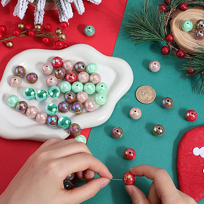 Christmas Theme 100Pcs 5 Colors Opaque Acrylic Beads MACR-SP0001-01B-04-1