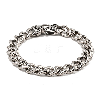 Non-Tarnish 304 Stainless Steel Cuban Link Chain Bracelet Hand Polished NJEW-D050-02C-P-1