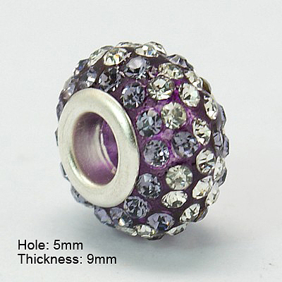 Resin Rhinestone European Beads GPDL-C004-01S-1