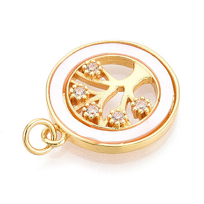 Brass Micro Pave Clear Cubic Zirconia Pendants KK-N268-76G-1