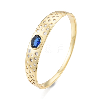 Cubic Zirconia Oval Hinged Bangle BJEW-G651-10G-02-1