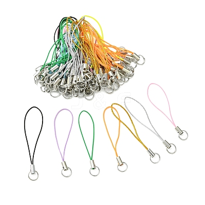100Pcs Polyester Cord Mobile Straps MOBA-FS0001-02B-1