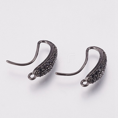 Brass Earring Hooks with Cubic Zirconia KK-P150-44B-1