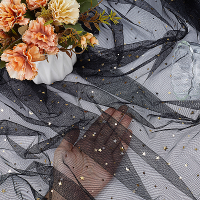 5 Yards Star Moon Polyester Mesh Fabric DIY-WH0899-684A-1