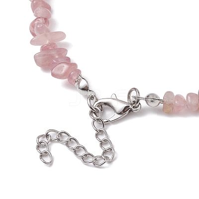Natural Rose Quartz Chip Beaded Necklace NJEW-JN04615-13-1