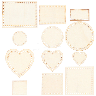 12 Sets 4 Style Wooden Basket Bottoms DIY-GF0004-76-1
