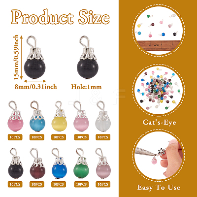 Cat Eye Pendants HJEW-TA0001-02S-1