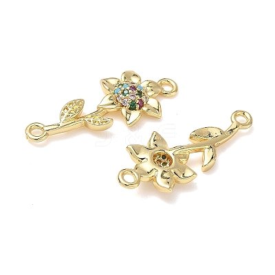 Brass Pave Colorful Cubic Zirconia Connector Charms KK-L253-21G-01-1