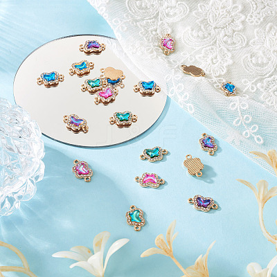 48Pcs 4 Colors Alloy Crystal Rhinestone Connector Charms FIND-SW0001-26-1