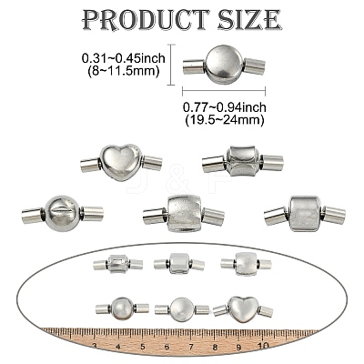 6Pcs 6 Styles 304 Stainless Steel Box Clasps STAS-CJ0002-72-1
